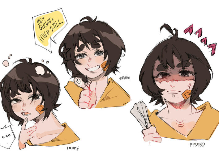 Oyeng is a representation of Ren during the pandemic; designed for an animated short for the subject Animation 2. This simplistic and comedic approach in style helps with easier animation and the short's vibe, as it reflects on everyday routine.